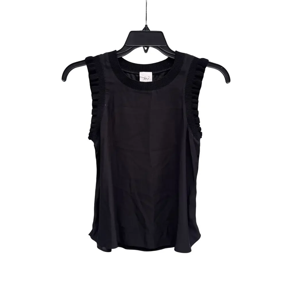 CINQ A SEPT Tous Les Jours Lenore Silk Tank Black Extra Small XS - Picture 4 of 7